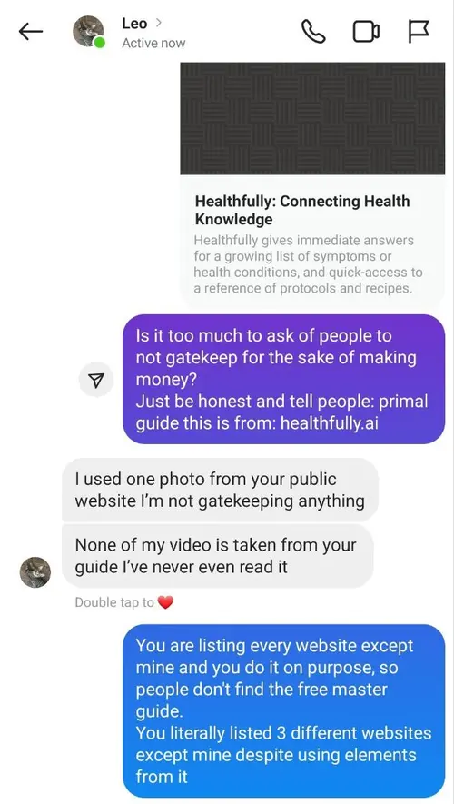 Instagram conversation screenshot with Residentraw