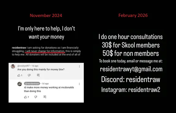 Screenshot comparing Residentraw money-related statements