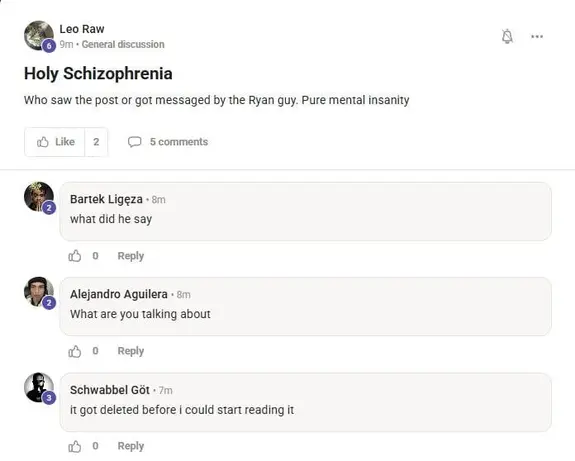 Screenshot of Residentraw Skool post about schizophrenia