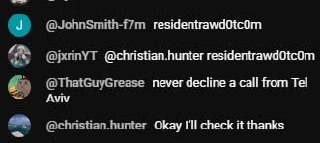 Screenshot of chat messages sharing residentraw.com and saying Leo should check it.