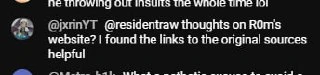 Screenshot of a chat message saying they found original source links on Rom website.