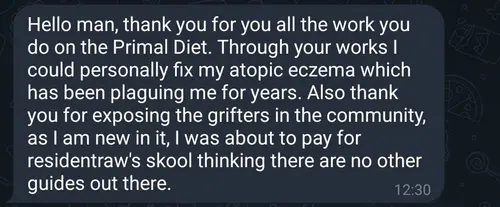Testimony screenshot from a reader