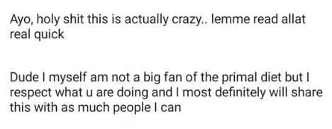 Message from a reader saying they will share the information with as many people as possible.